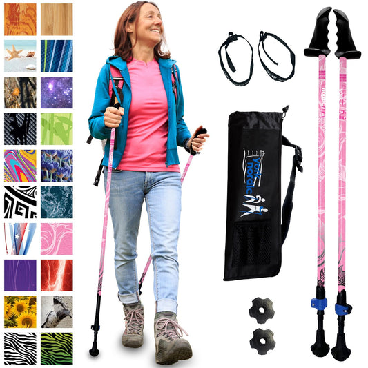 York Nordic Motivator Walking Poles for Balance and Rehab - Patented Stability Grips - Lightweight, Adjustable, and Collapsible - 2 Pieces Adjustable w/flip Locks - Heights 4'6" up to 6'2" - 230 lbs