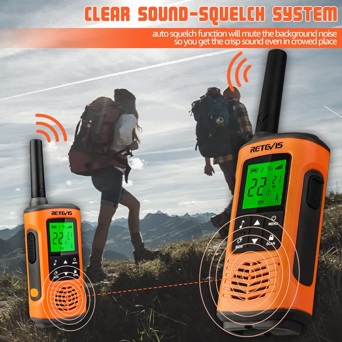 Retevis RT45P Waterproof 2 Way Radio, Long Range Walkie Talkie, IP67, 1000mAh, NOAA Weather Alert, SOS Alarm, USB-C, Rechargeable Two Way Radios for Kitesurfing, Beach 4 Pcs