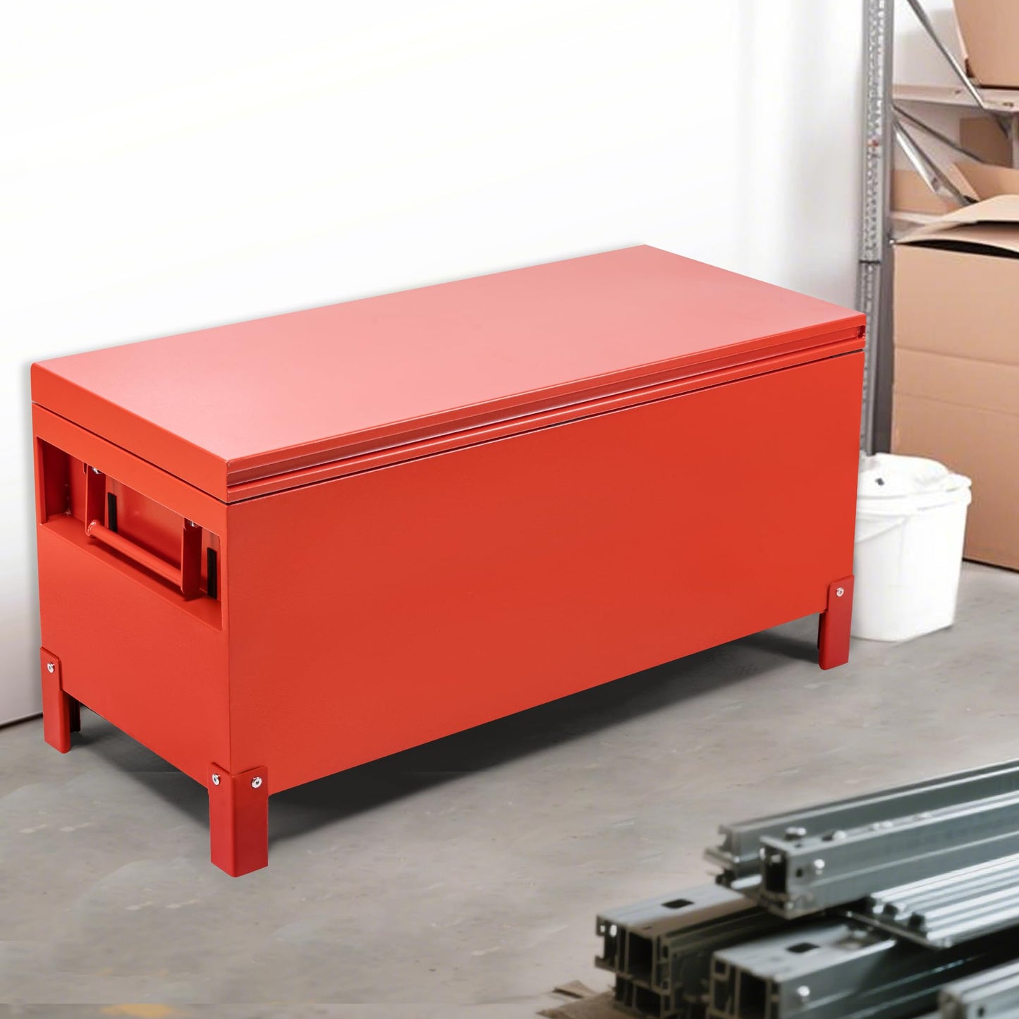 GAOMON Large Tool Box Truck Bed Toolboxes Steel Heavy Duty Waterproof Free Assemble Tool Organizer Chest Cabinet Toolbox with Side Handles for Pick Up Trucks RV Trailer