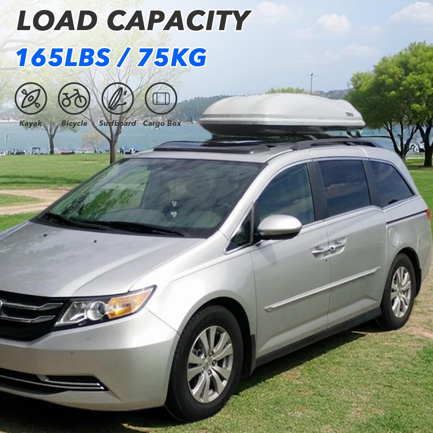 Roof Rack Kit Cross Bars Side Rails Fit for Honda Odyssey 2011 2012 2013 2014 2015 2016 2017, Rooftop Luggage Rack Roof Side Rail Crossbars, Load-Bearing Capacity 165 pounds, Black(4Pcs)