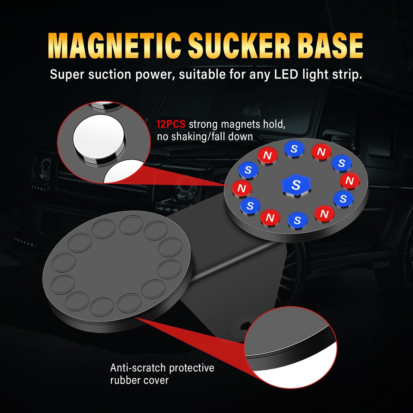 SKYWORLD 42" Curved Off Road LED Light Bar, 540W Triple Row Flood/Spot Combo Beam with 2 Magnetic Mounts & Wiring Harness Kit - 12V/24V for Trucks, SUVs, UTV, ATV, Tractors, Trailers, 6000K White