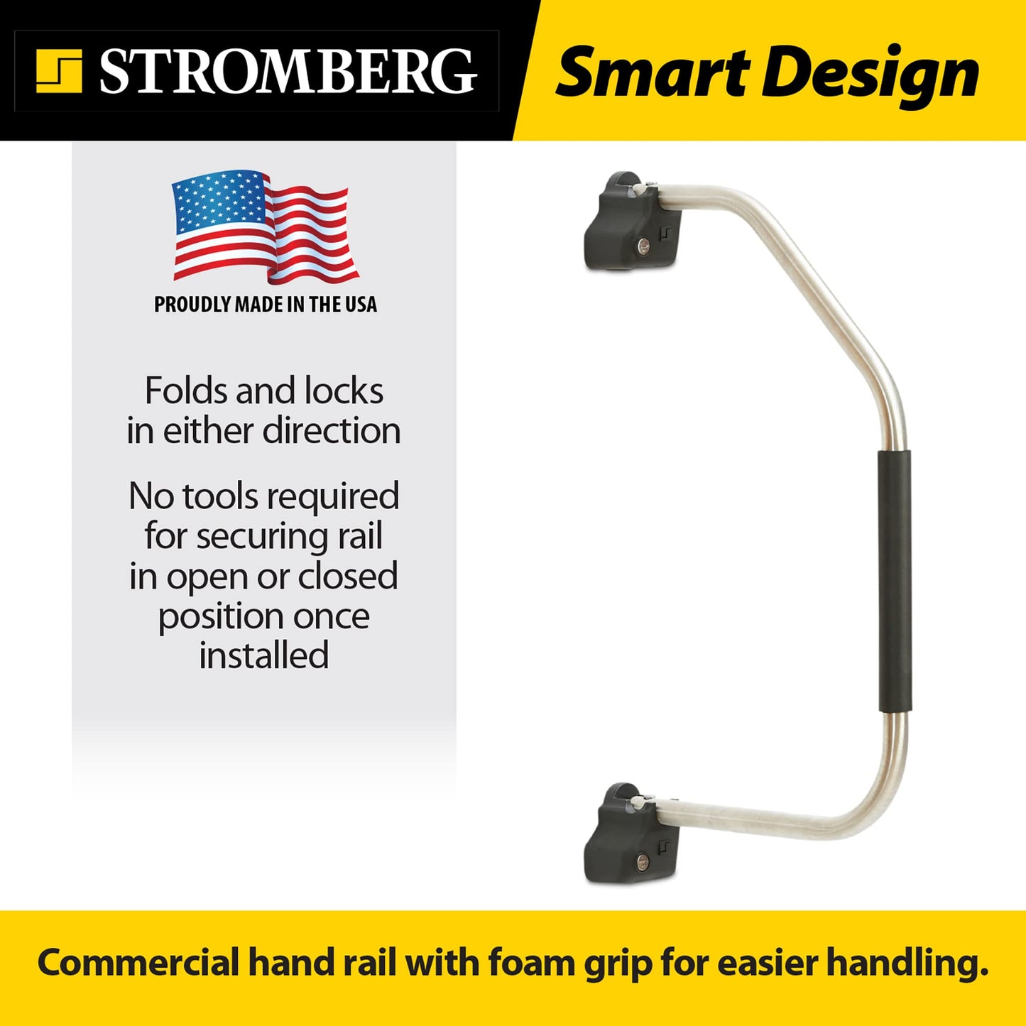 Stromberg Carlson AC-300L Locking Commercial Rail - Mobile Equipment Support - RV Camping Accessories and Travel Trailer Accessories for Step Ladder- 200 lbs Capacity - 15.5" Extension, 23.5" Height