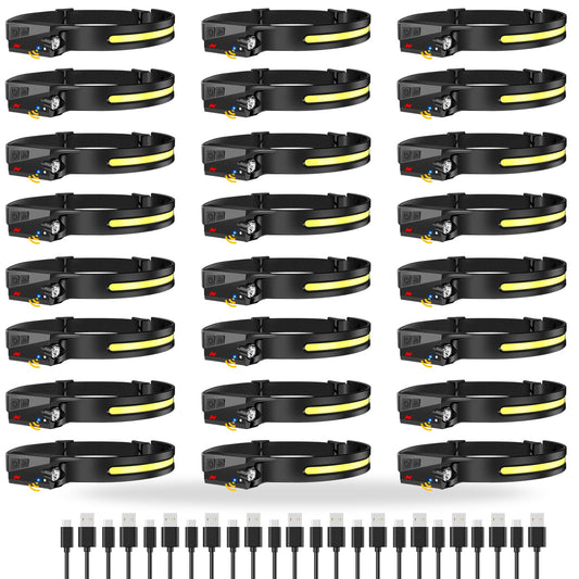 Lytoybe 20Pack Headlamp Rechargeable, 1000 Lumen Headlamps for Adults, 230 Angles Wide Beam Headlamp & Spotlight, 6 Modes, Lightweight Head Lamps for Camping Running Cycling 20pcs
