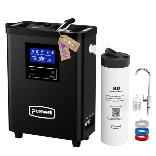 Purewell® K8680 RO Water Purifier System,10-Stage RV Portable Water Filtration Survival with UV,Desalination Rate Reaches 95%,Survival Gear Purification for Drinking,Team Camping，Travel