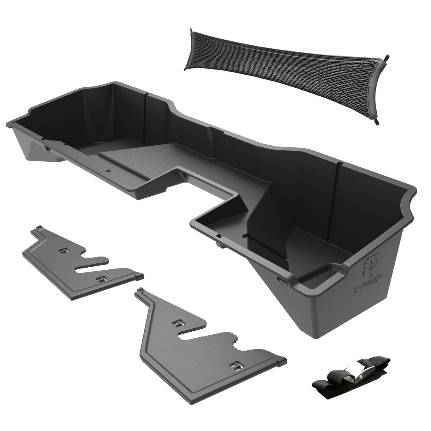 Tyger Auto Underseat Storage Box Compatible with 2014-2018 Chevy Silverado GMC Sierra 1500; 2015-2019 2500 3500HD Double Cab, Black Rear Under Seat Storage Organizer Cargo Box | TG-CB5C2248