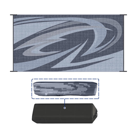 EEZ RV Products 9'x18' GW Heavy Duty Reversible/Durable Outdoor Patio/RVing Mats(9ft x18ft Grey) Come with Large Storage Bag & 6 Sets of Stakes and Washer