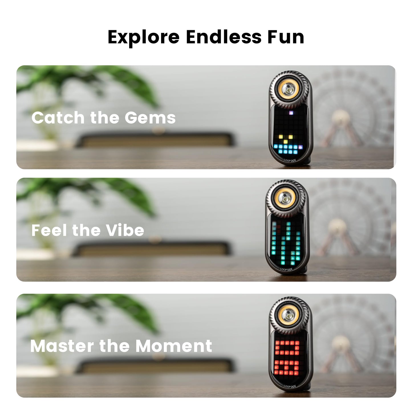 LOOPDOT EDC Flashlight – Rechargeable Small and Powerful LED Flashlight with RGB Pixel Display, Interactive Games, Adjustable Brightness – Cool Gadget Gift for Kids & Adults (TI)