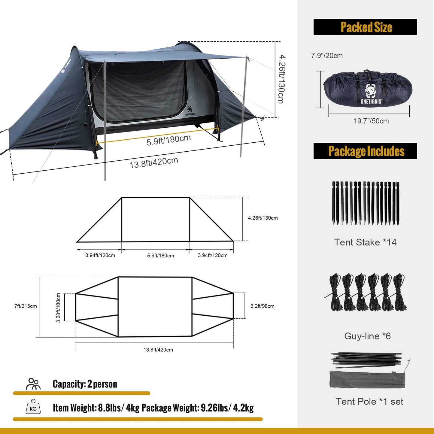 OneTigris COMETA Camping Tent + OneTigris SUPRANUBIS Camping Cot