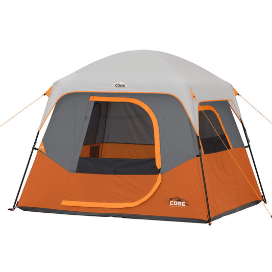 CORE 4 Person Cabin Tent | Portable Family Tent with Carry Bag for Outdoor Car Camping | Included Gear Loft for Camping Accessories