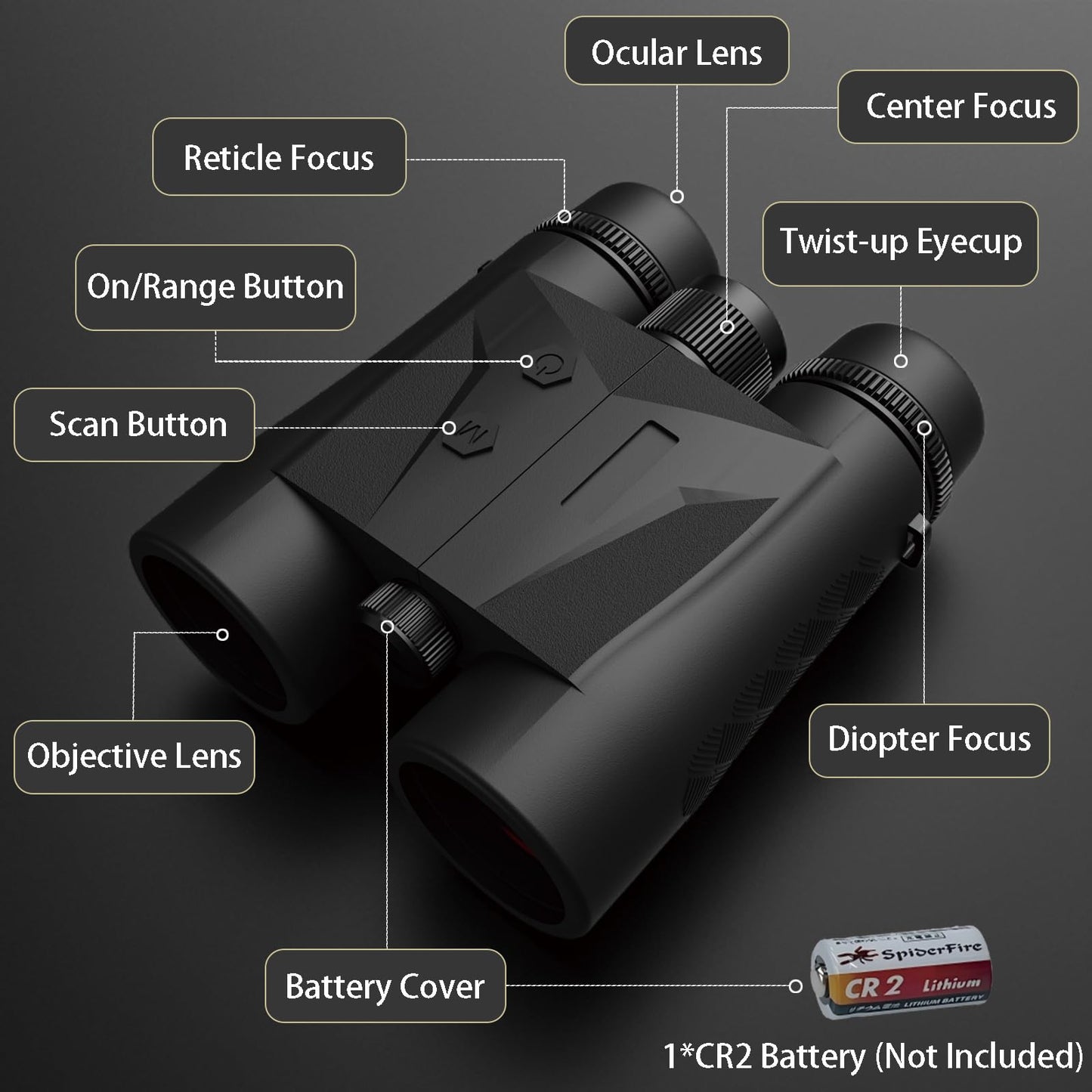 Gravoptics Rangefinder Binoculars for Hunting, 2624 Yard Long Range Laser Rangefinding 10x42 mm HD, Fast 0.15s IP65 Waterproof Accuracy ±0.5m Range finder Built in for Hunter, Golf, Outdoor Adventures