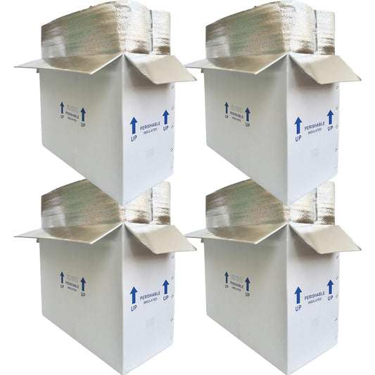 CH-BOX Insulated Cold Shipping Boxes with Liners, 4 Pack 26'' x 11'' x 19'', for Perishable Frozen Food, White (TB261119L-4)