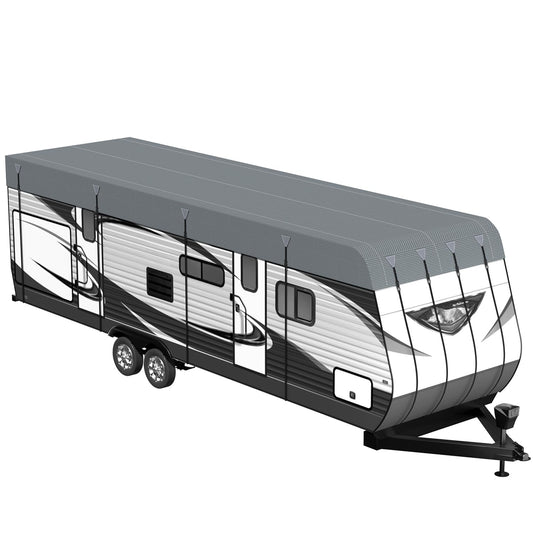 Heavy Duty RV Roof Cover - Waterproof Top Tarp Roof Only for Travel Trailer, 5th Wheel, Truck Camper & Class A B C Motorhome, Winter UV Snow Weather Protection, Gray, 27.9 x 12.5ft