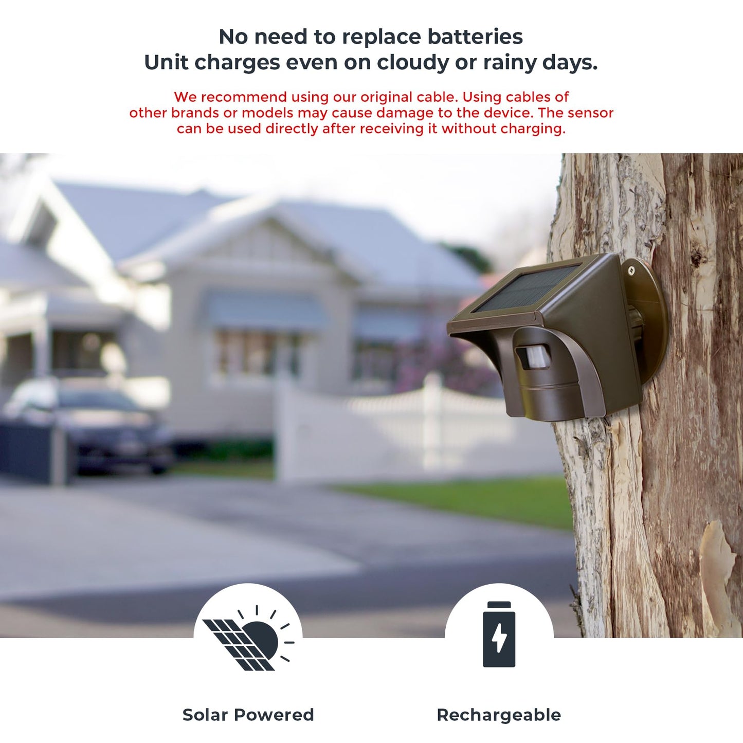 eMACROS Pro 3 Smart Solar Driveway Alarm System (2.4G Wi-Fi), App Push Notifications, 1/2 Mile (2600 ft) Wireless Range Motion Sensor & Plug-in Receiver, Weatherproof Property Alert (No Camera)