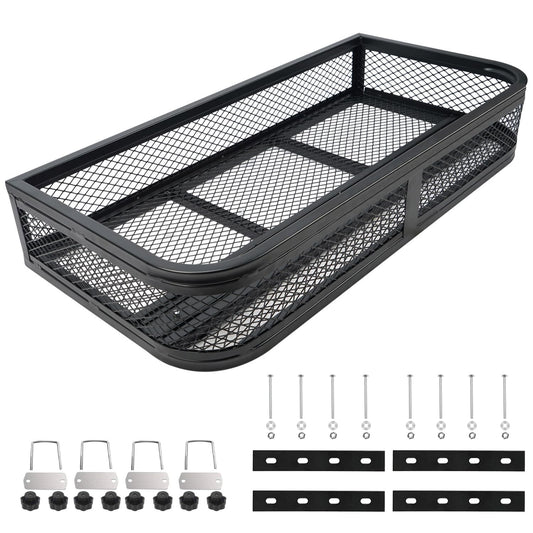ORCISH Heavy Duty ATV Front Cargo Basket, 17" W x 36" L x 6" H Steel Mesh Rack with Mounting Kit, Universal ATV/UTV Storage Basket for Gear, Luggage, Camping, Hunting, and Outdoor Use