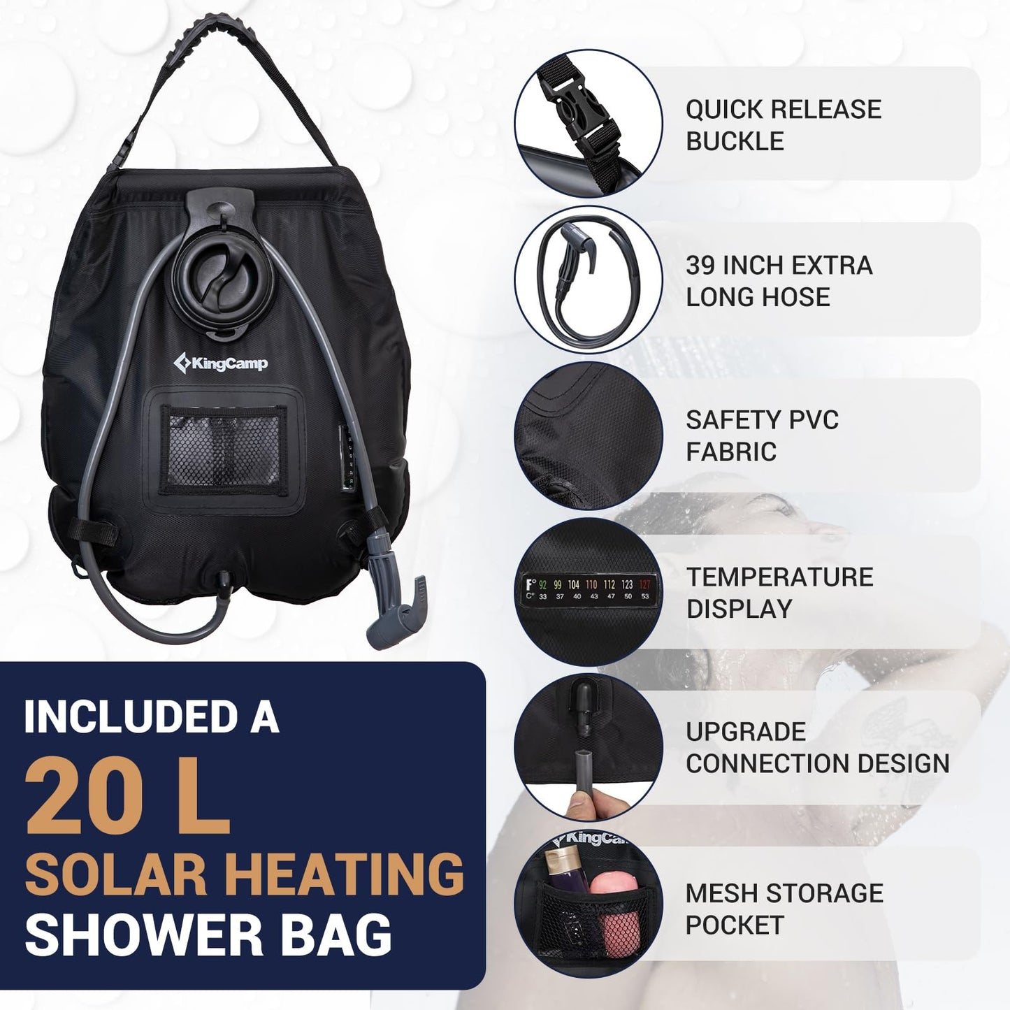 KingCamp Shower Tent, Portable Privacy Tent Outdoor Camping 1/2 Room Toilet Tents with Shower Bag & Dressing Room for Travel Beach Tailgate