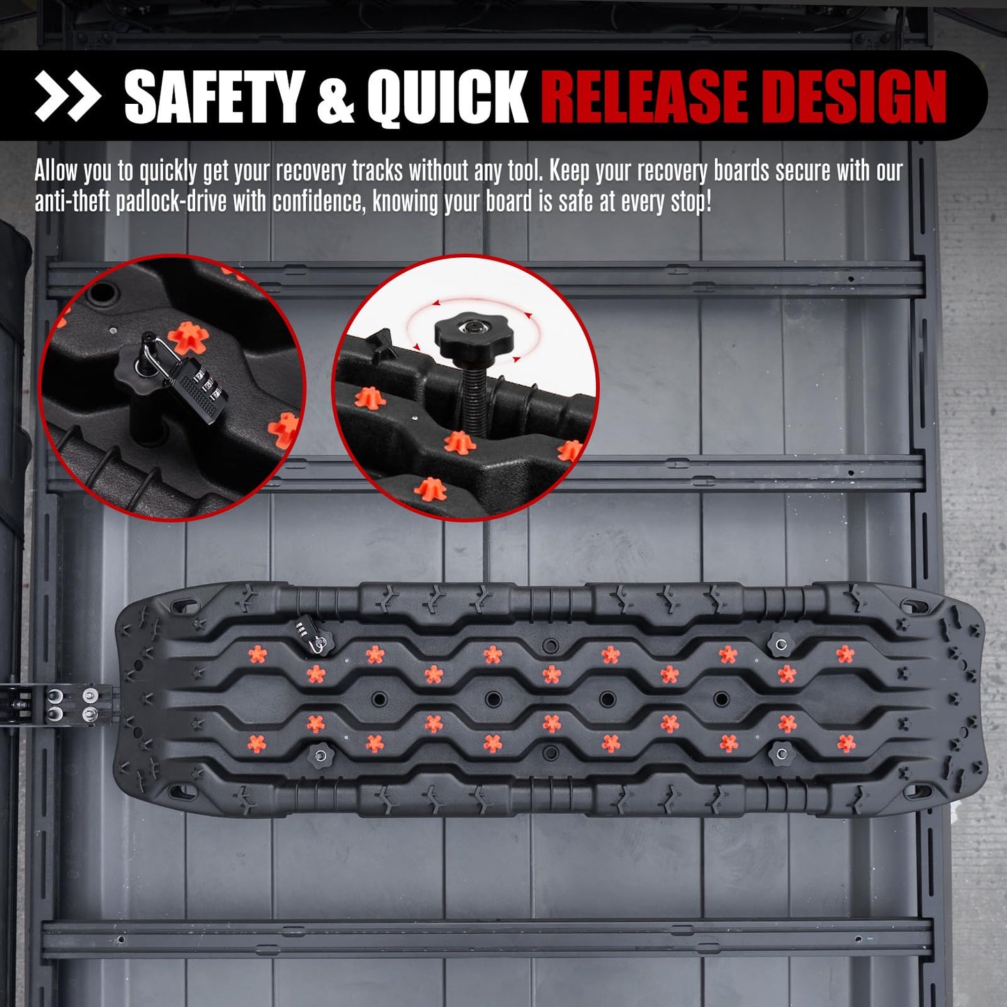 FieryRed Traction Boards Offroad, Recovery Boards with Jack Lift Base, Recovery Traction Board Mounting Kit