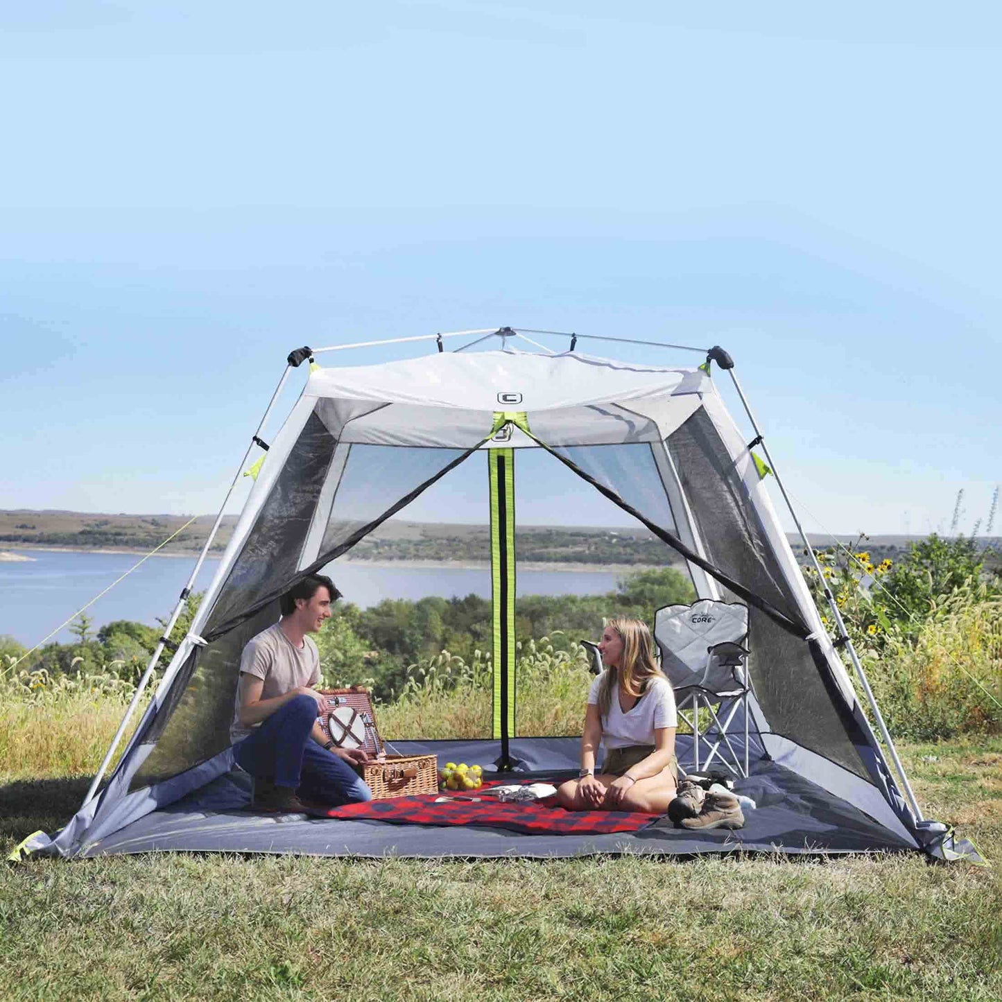 CORE 10’x10’ Instant Screen House | Folding and Portable Large Pop Up Tent Gazebo Canopy Shelter with Included Carry Bag | Perfect for Family Camping, Outdoor, Picnic, Backyards, and Tailgate