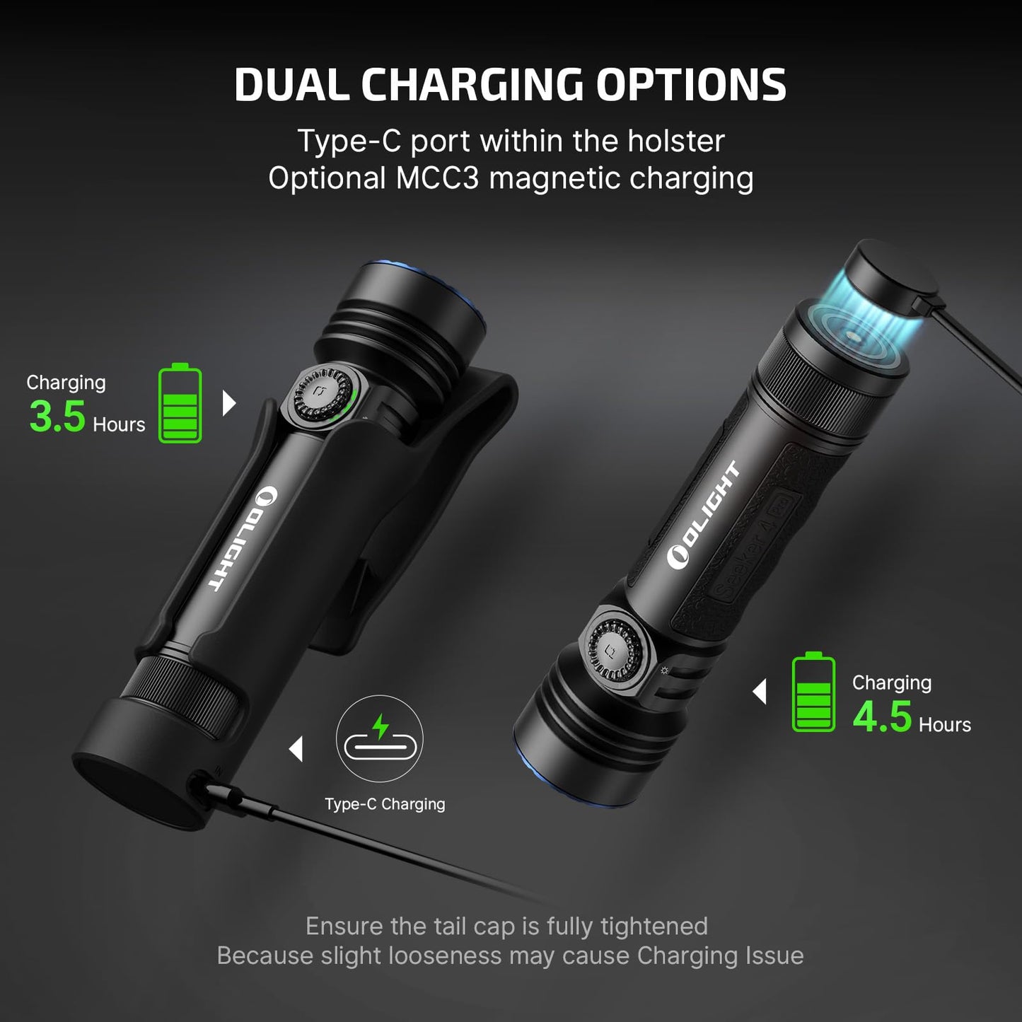 OLIGHT Seeker 4 Pro Rechargeable Flashlights Bundles Baton4 Pro EDC Flashlight