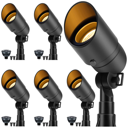 Gardencoin Low Voltage Landscape Spotlight, 12V LED Outdoor Landscape Lighting, Landscape Spot Lights Wired for Garden and Yard, Aluminum Up Lighting Fixture with 5W MR16 Replaceable Bulb (6 Pack)