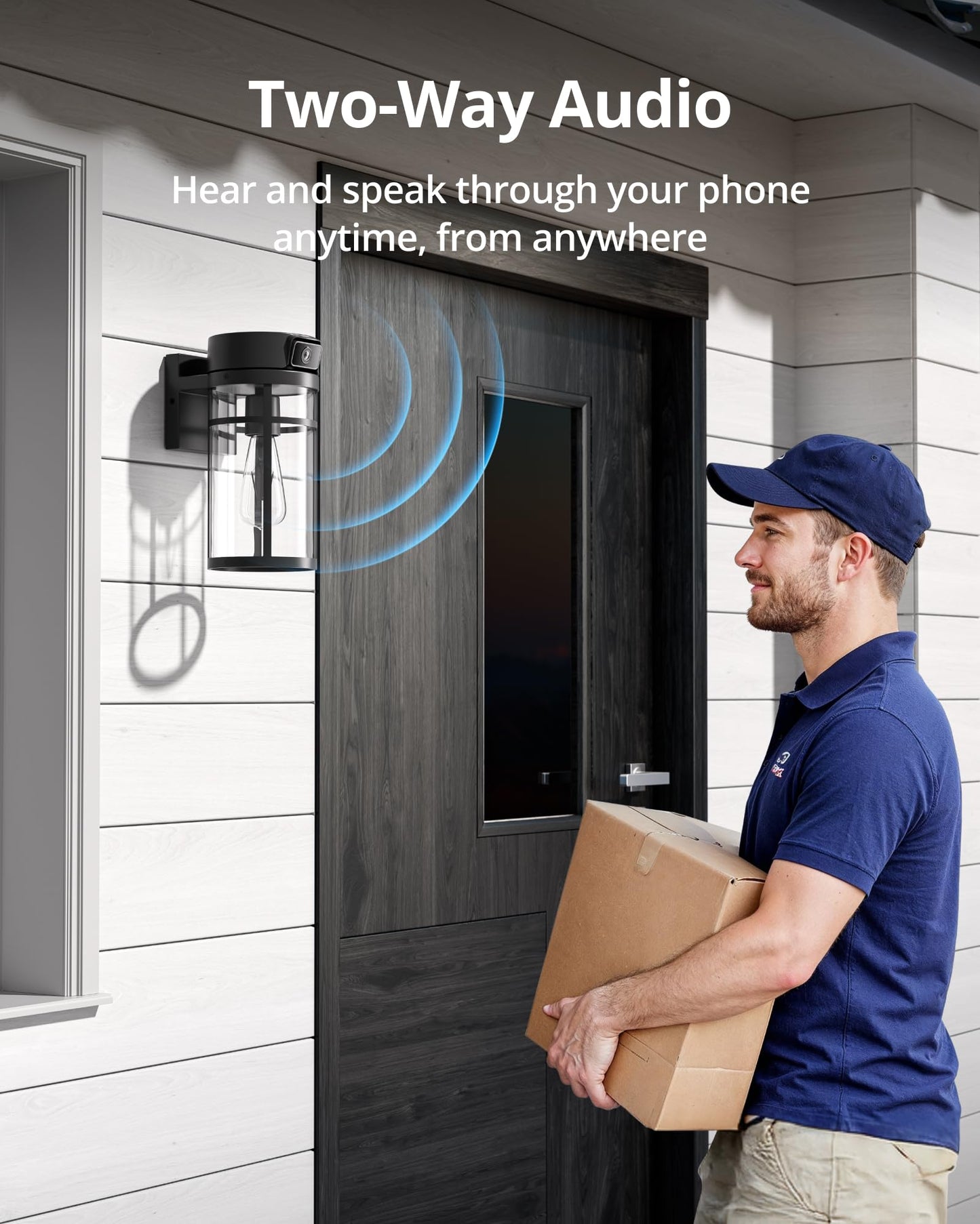Outdoor Porch Light Security Camera, Wall Lamp Cam, 2K HD Live View Wi-Fi Human Detection, Pan & Tilt, Two-Way Talk, Wall Lantern Sconce Camera for Porch, Garage, Doorway