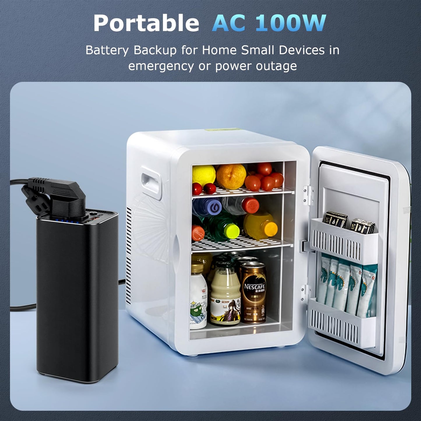Portable Power Bank, 100W AC Outlet Laptop Charger, 98Wh/27000mAh High Capacity with 65W PD USB C Laptop Battery Bank, Backup Power Source for Business Travel and Outdoor Activities