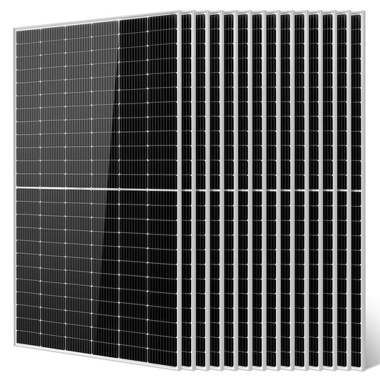 SUNGOLDPOWER 14PCS 550W Solar Panel,UL61730,18BB Monocrystalline Grade A Cell,Rigid,High Efficiency,IP68，charging 12V/24V/48V Battery on Rooftop,Yard,Marine,on/off Grid system CEC listed (Total 7700W)