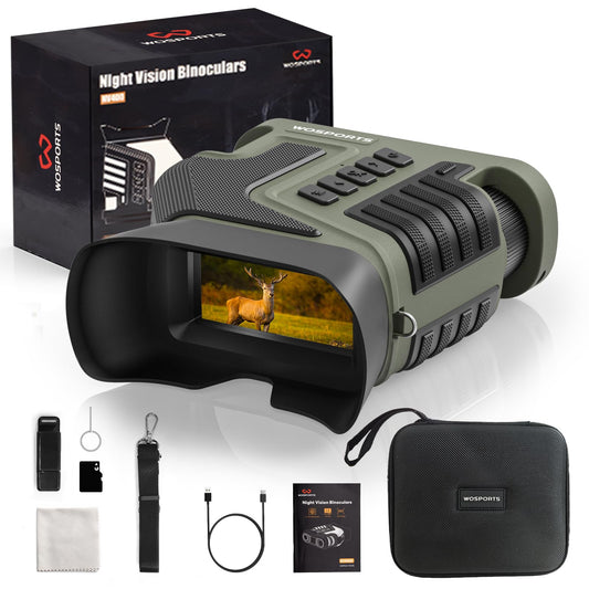 WOSPORTS 4K Night Vision Goggles, up to 80X Total Magnification, 64GB TF Card, 1315FT Infrared Night Vision, Ideal for Camping & Outdoor Use