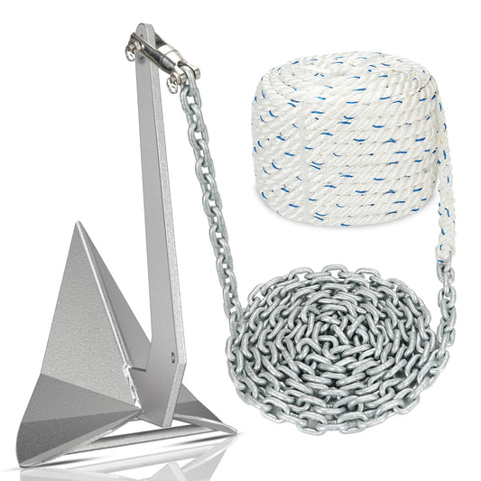 FUCNEN Boat Anchor Kit Hot Dipped Galvanized Steel Delta Anchor 13 Lb,1/2 Anchor Rope 150ft,1/4 G4 Galvanized Steel Marine Anchor Chain 15ft&Swivel,Windlass Anchor Rode-Rope/Chain Boat Anchor System