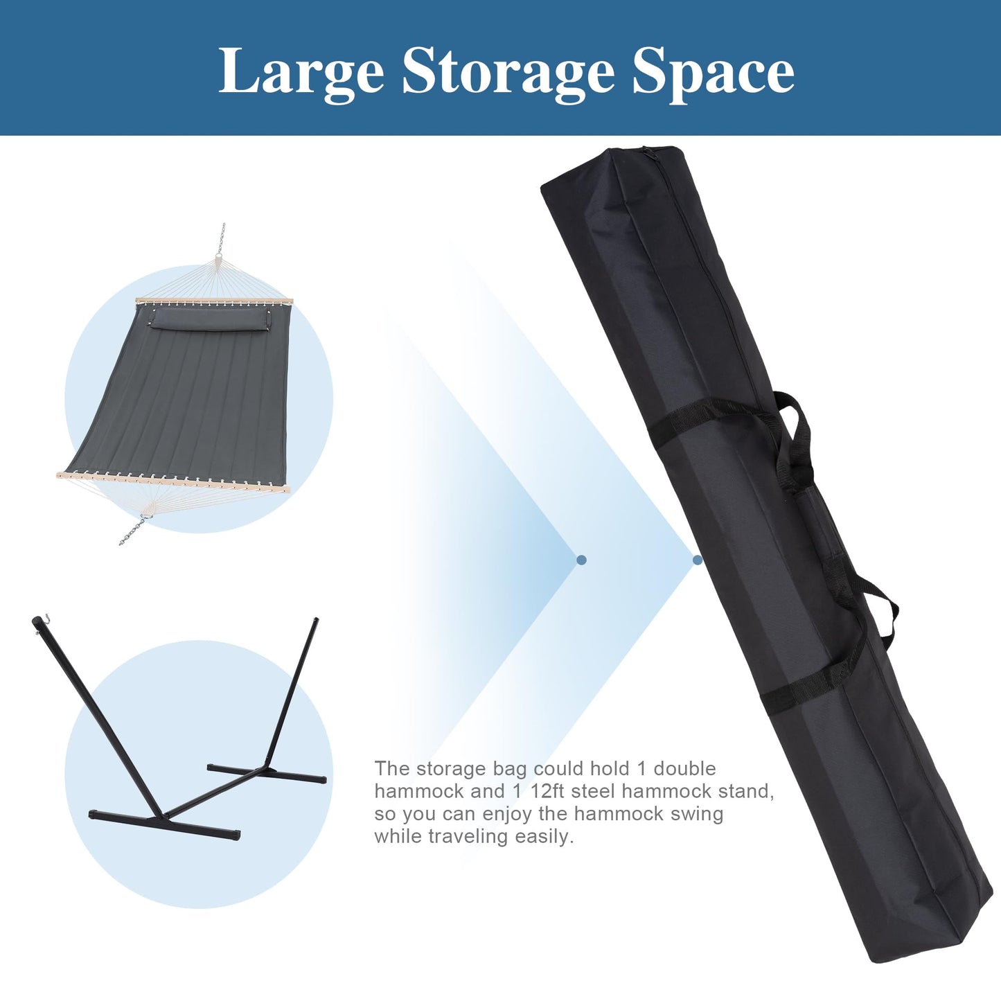 SUNCREAT Double Portable Hammock with Stand Included and Hammock Storage Bag Heavy Duty Hammock Cover
