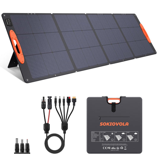 SOKIOVOLA N-Type 16BB 220W Portable Solar Panel for EF/Jackery/Bluetti/Anker Power Station, IP68 Waterproof Foldable Solar Panel ETFE 25% High Efficiency for Outdoor Camping RV Trip