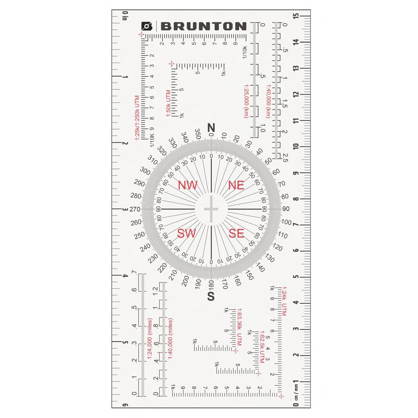 Brunton Standard Transit Azimuth Orange + Map Multi-Tool Card, Professional Geology & Field Mapping Bundle