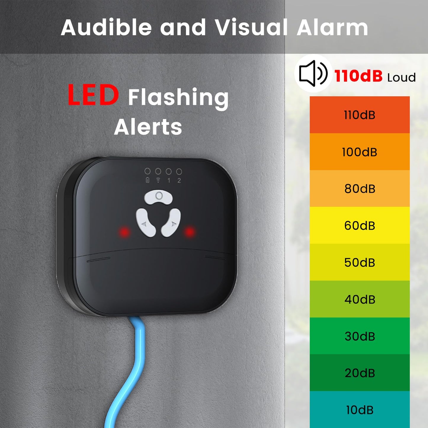 LUCKYDUO WiFi High/Low Sump Pump Alarm, Built-in Backup Battery, Smart Water Level Alert with App Notification,Water Lever Sensor Detector with 10ft Tethered Float Switch,110dB Loud Alarm,LED Flashing