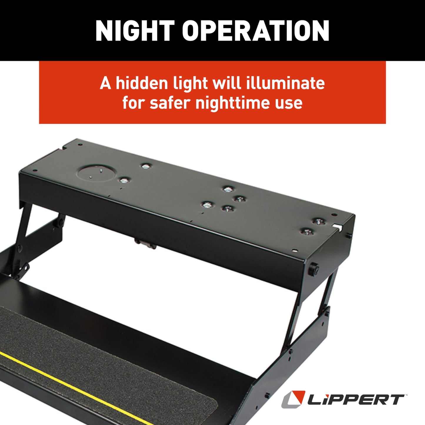 Kwikee 36 Series Single 12V Electric RV Step Assembly, 8.5" Rise, 300 lbs. Heavy-Gauge Steel, Obstruction Sensors, Hidden Light, Anti-Slip Steps, Travel Trailers, 5th Wheels, Campers - 903609025