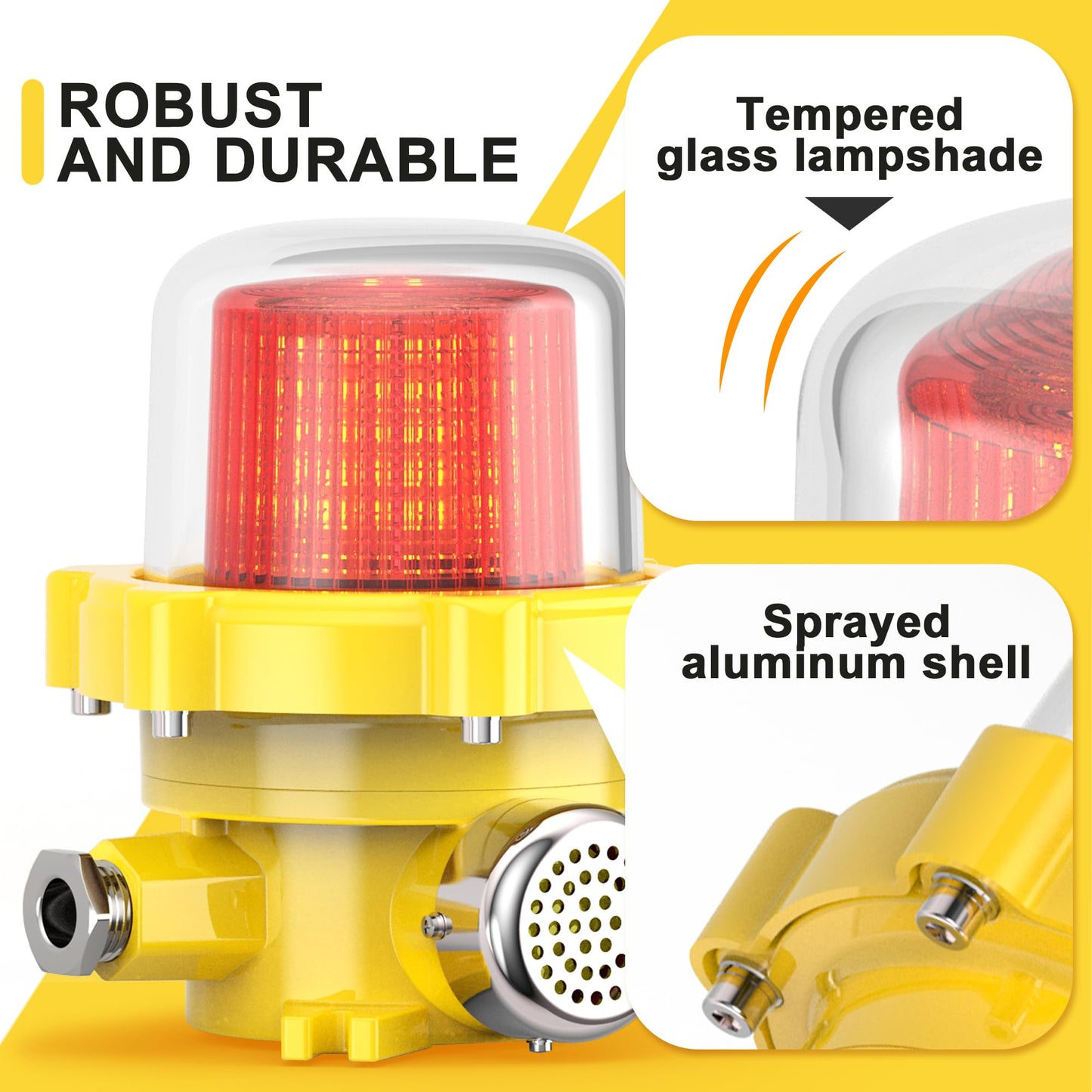ZJGMGD Industrial Rotating Siren Alarm with Red Strobe Light, High-Decibel 120dB Emergency Buzzer Beacon for Warehouse, Machinery, Intruder Alert DC24V