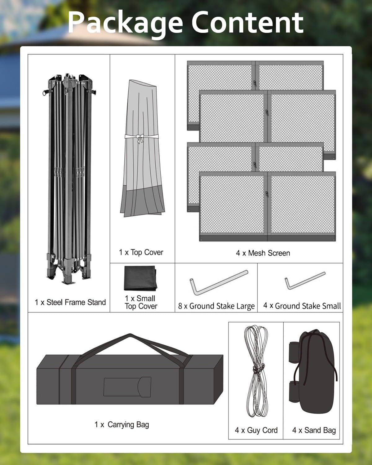 Garveelife Canopy Tent 13x13, Pop Up Gazebo Tent Easy Setup with 4 Sand Bags for Backyard Garden Patio, Mosquito Netting & Height Adjustable - Olive Green