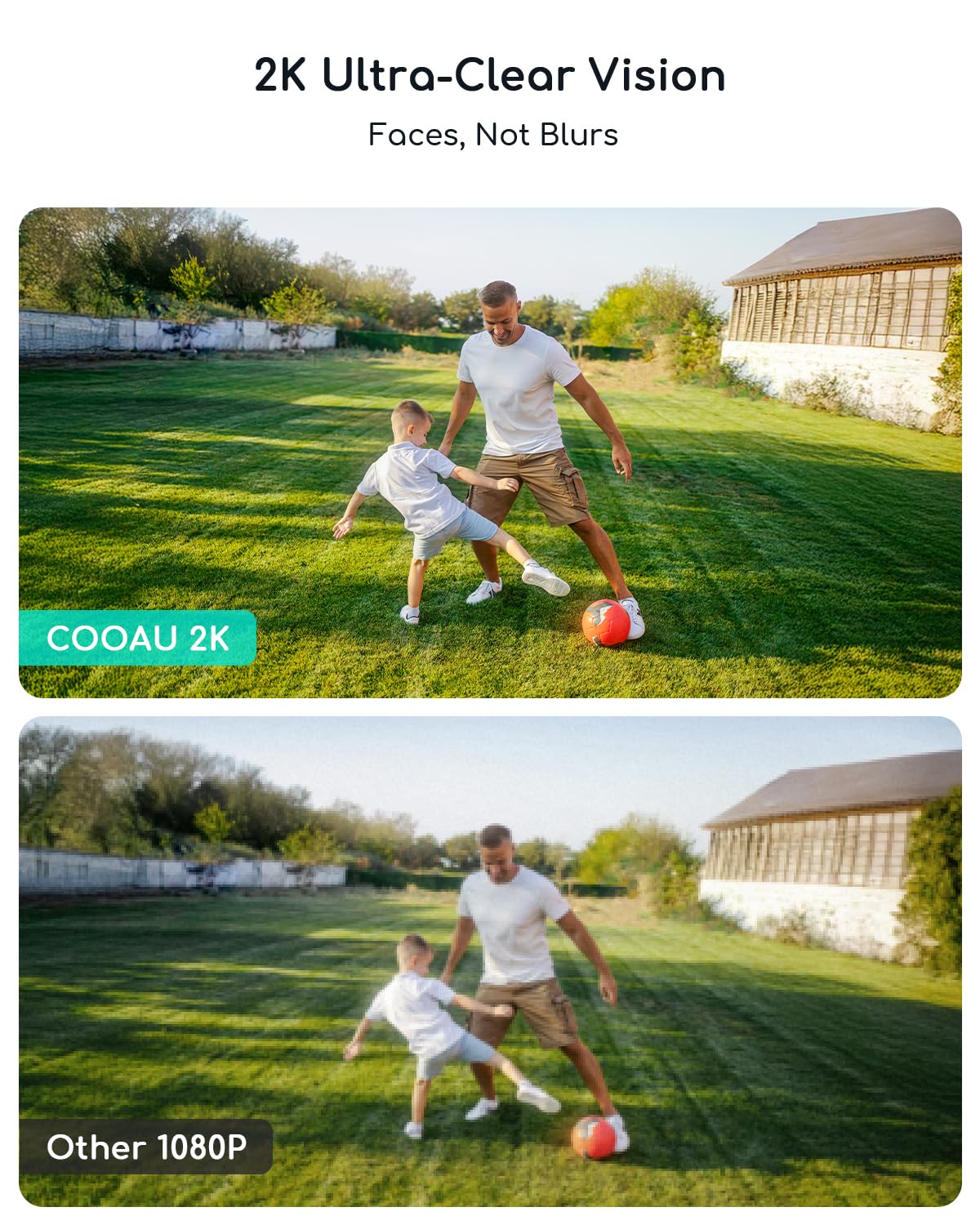 COOAU Cameras for Home Security, 2K 360° Solar Security Cameras Wireless Outdoor, Low-Light Rechargeable, Easy to Install, Surveillance Cam with AI Smart Detection,Color Night Vision,Two-way Audio