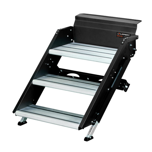 Lippert-791573 Solid Step Triple Step for RV and Travel Trailer Entry Doorway , 30-inch,Black