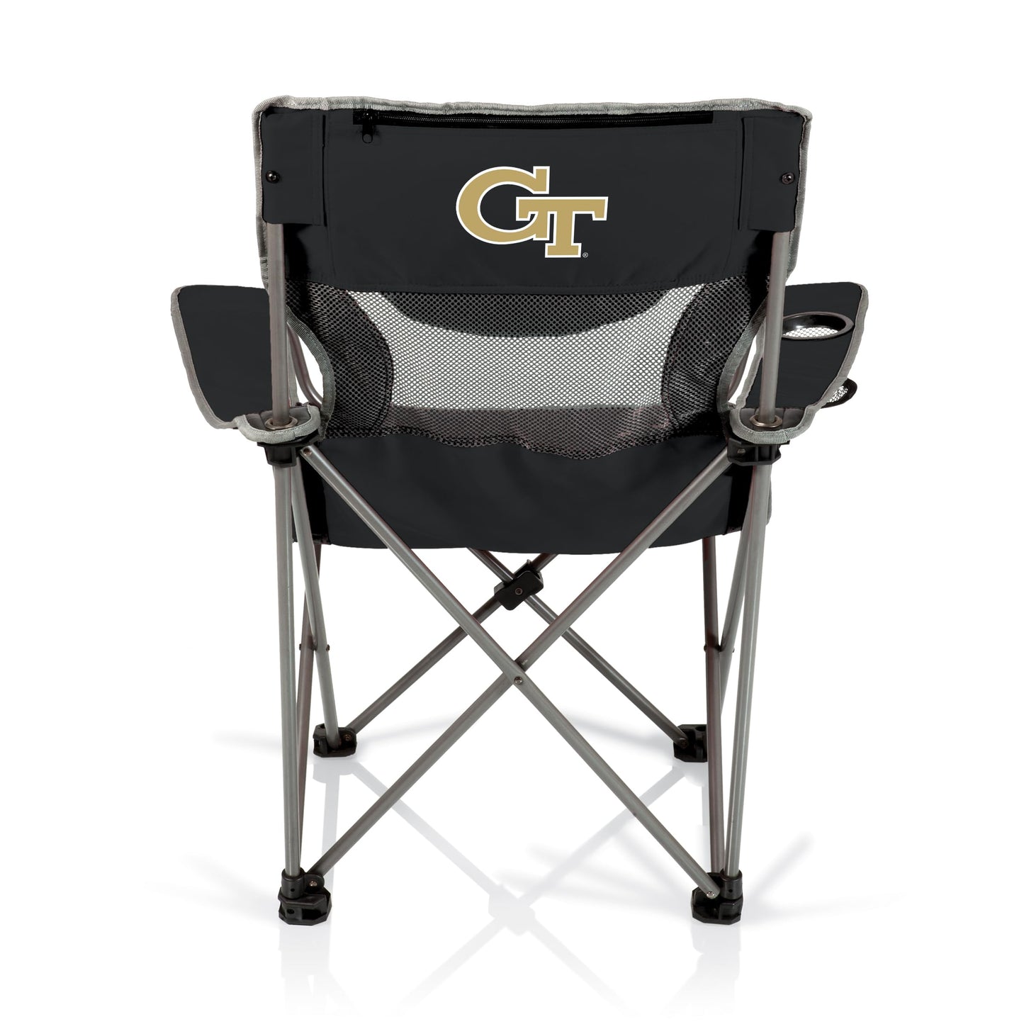 Picnic TIME NCAA Georgia Tech Yellow Jackets Campsite Camping Chair, Picnic Chair, Outdoor Folding Chair with Carry Bag, Beach Chair, (Black with Gray Accents), 23 x 18 x 36
