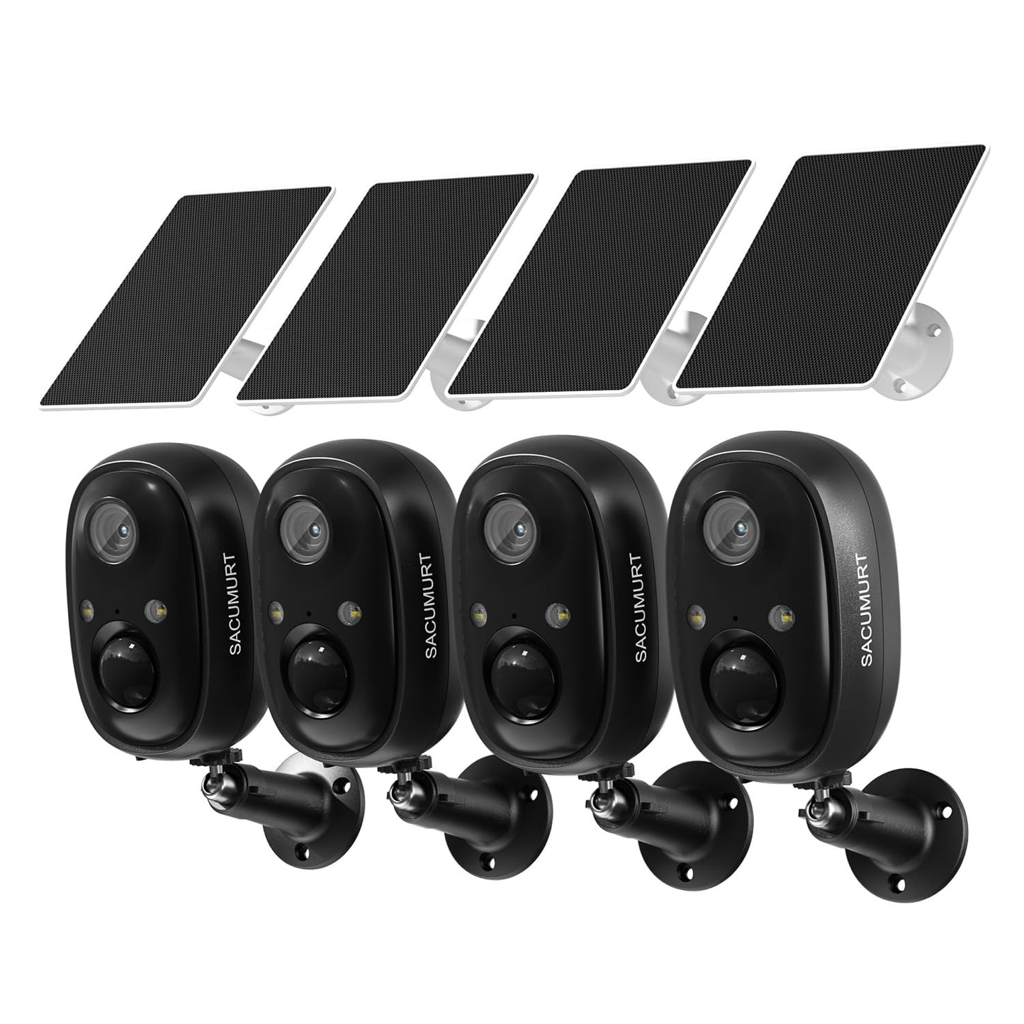 WiFi Cameras for Home Security, Free Cloud Storage, Solar Powered Security Cameras Wireless Outdoor, Outdoor Camera Wireless, Works with Alexa & Google Home, Smart Detection, 2K HD, 2-way talk, 4 Pack
