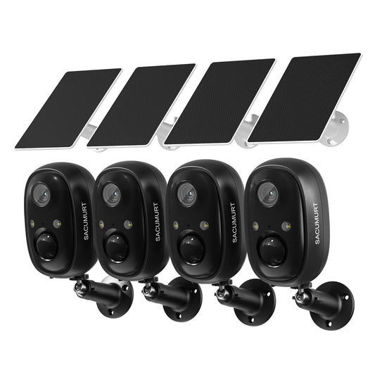 WiFi Cameras for Home Security, Free Cloud Storage, Solar Powered Security Cameras Wireless Outdoor, Outdoor Camera Wireless, Works with Alexa & Google Home, Smart Detection, 2K HD, 2-way talk, 4 Pack