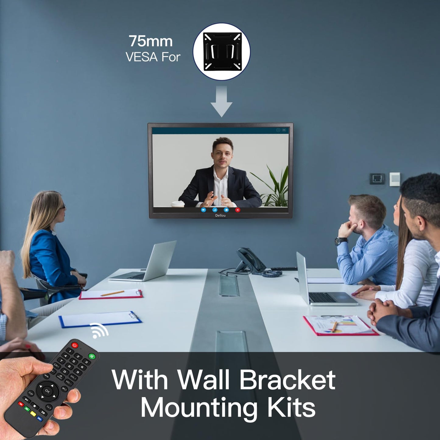 Elweyoo 24 inch Touch Screen Monitoring LCD Display Security Camera Monitor Multifunction Interface HDMI, AV, BNC, VGA, USB, PC Input CCTV Computer Monitor Built-in Speaker, black