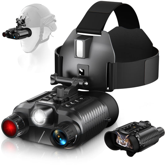 Dsoon Head-Mounted Night Vision Goggles Upgraded, Rechargeable Hands Free Night Vision Binoculars Goggles with Infrared, 1312FT, 32GB TF Card, Flashlight, 8X Digital Zoom