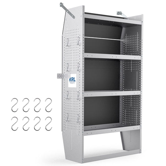 KRL PRODUCTS SV-3260 Steel Mid/High Roof Van Shelving Storage System Fits Transit, NV, Promaster and Sprinter, Van Shelving Units, 32''W * 60''H * 13''D