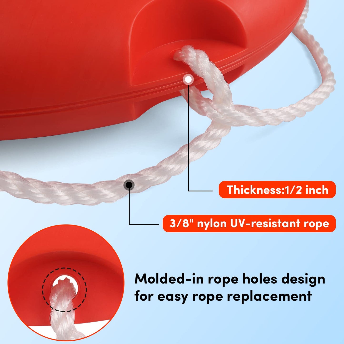 23in Life Ring 2Pack Boat Safety Throw Rings,Life Buoy Ring with Reflective Tape & Grab Lines,Orange Life Preserver Saving Rings,Include Water Floating Saving Rope