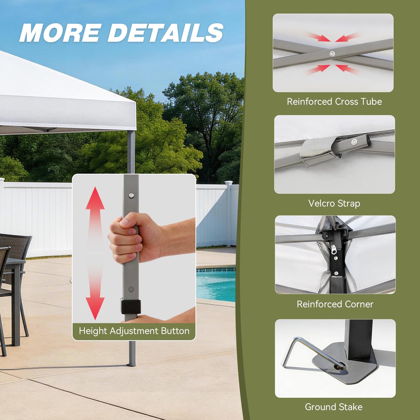 HYPER VENTURE 10x10ft Pop Up Canopy Tent with One Push Setup, Portable Outdoor Event Shelter with Rolling Carry Bag for Camping, Beach, Market, Patio (White)