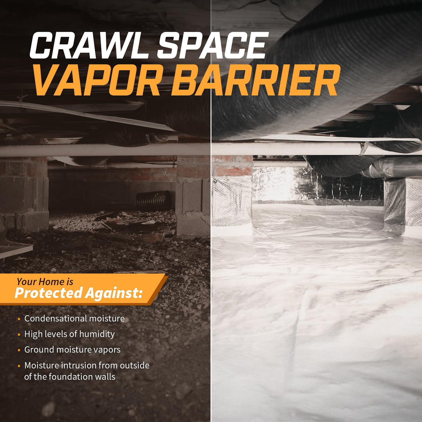 Crawl Space Vapor Barrier, 12 mil 10'x100', White Heavy Duty Plastic Sheeting - Thick Polyethylene Film, 12mil Crawlspace Liner, Drop Cloth Vapor Barrier Covering for Crawlspace and Basement