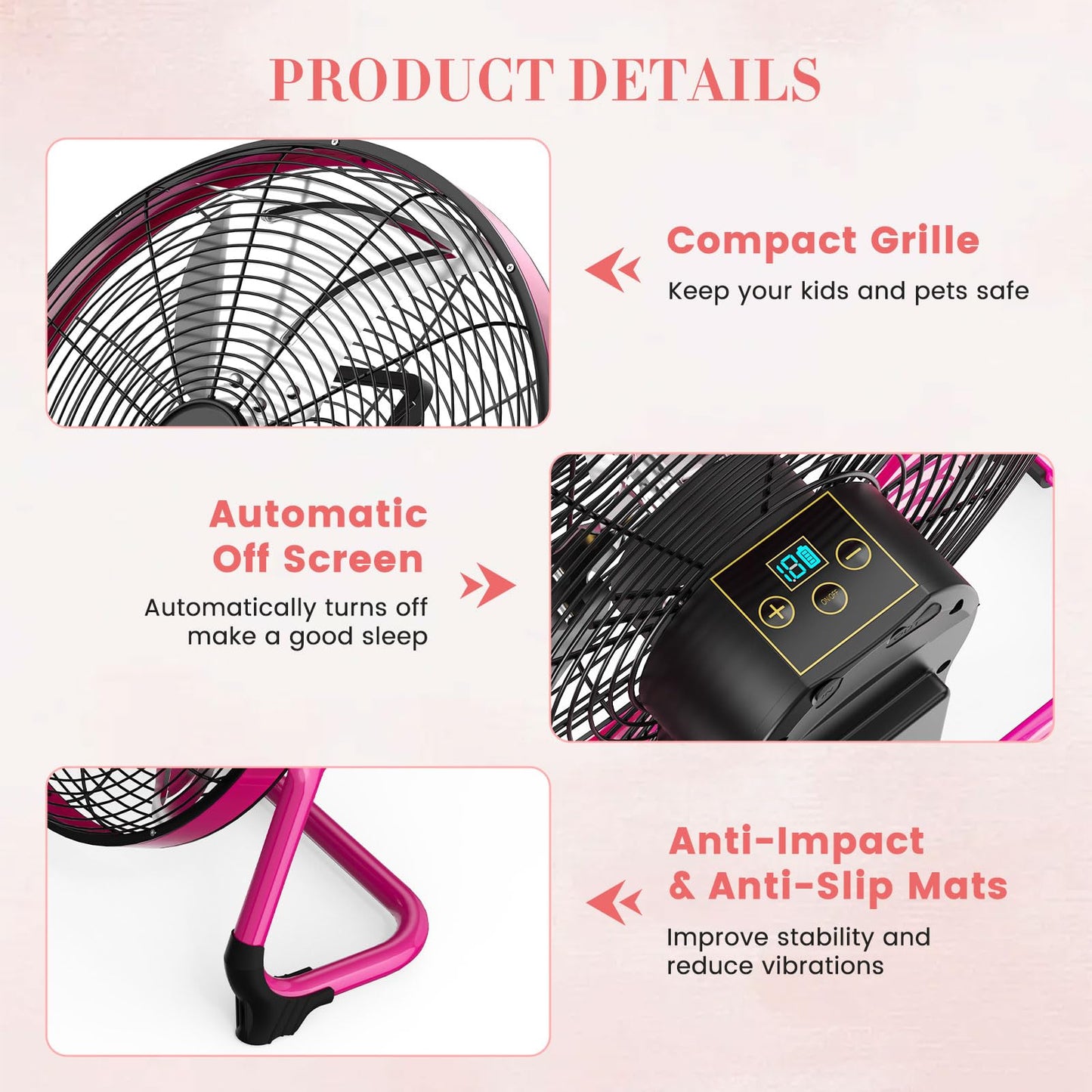 Micosong 18” Portable Battery Operated Fan, Rechargeable Cordless Camping Fan Outdoor, USB Output, 360° Tilt, 10~60h Runtime, Quiet, Wireless, Metal Blade, For Travel Gazebo Home Garage Gym RV Barn