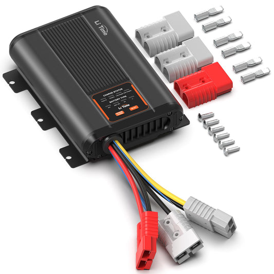 LiTime 12V 40A DC-DC Battery Charger with MPPT Solar Controller, Dual Input Smart Charger for 14.6V LiFePO4 Lithium Batteries, Fast Charging for RVs, Campers, Trailers, Solar, Home Backup and Off-Grid