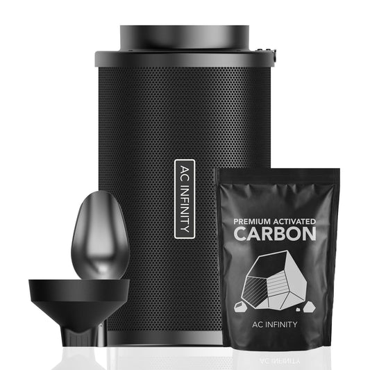 AC Infinity Refillable Carbon Filter Kit 8” with Additional Refill, Odor Removal Air Scrubber For 8" Inline Fan and Ducting, Reusable Charcoal Filter for Grow Tent Grow Room Hydroponics