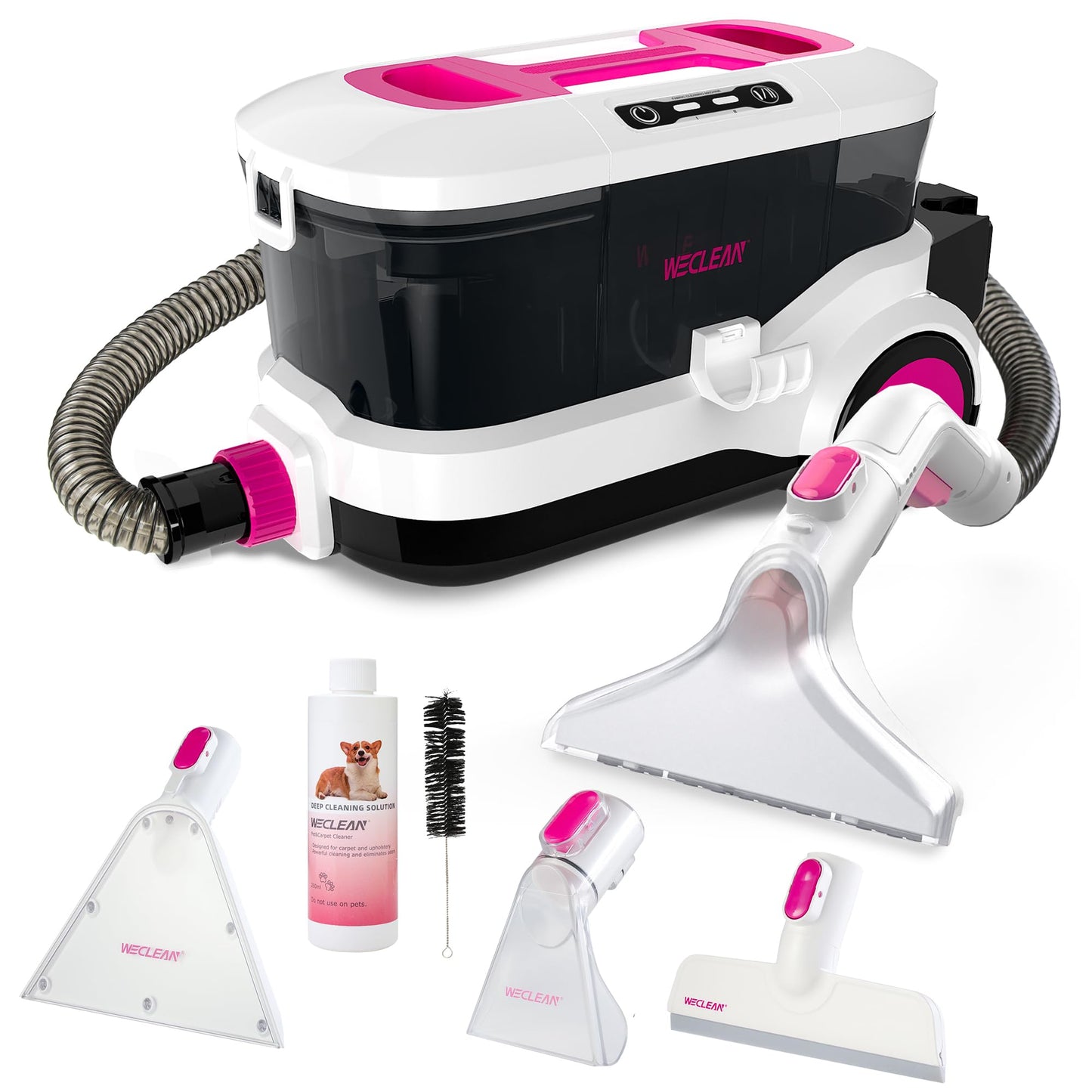 WECLEAN C4 Portable Carpet Cleaner Machine, Stand Up Upholstery Cleaner with 18KPa Powerful Suction, 800W Spot Cleaner for Pet Stains, Carpet, Rug, Couch and Car Interior, Dual Tank System, Pink